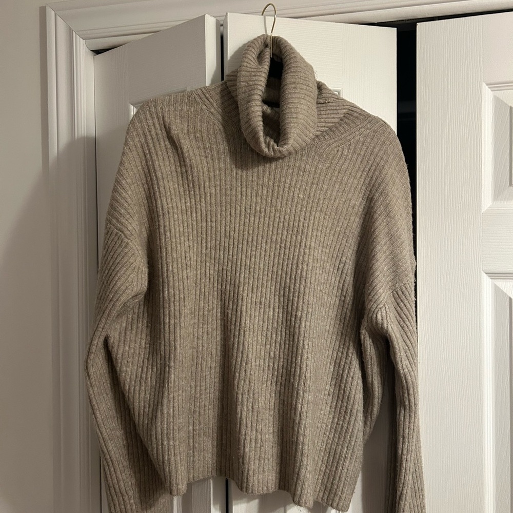 H&M Ribbed Tan Turtleneck Sweater
